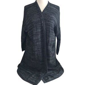 Pure J Jill Linen Blend Open Duster Cardigan Sweater Womens size S Black & Gray